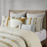 3 Piece Cotton Comforter Set Gray/Yellow Full/Queen B035128785