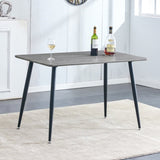ZNTS Industrial style rectangular gray wood grain table with MDF tabletop and black iron legs, suitable W1151137659