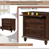 U_STYLE 3-Drawer Storage Wood Cabinet, End Table with Pull out Tray WF319367AAD