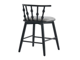 Doria Indoor Wooden Barstool, Black Finish With Grey Upholstery, Set of 2 N775P299416B