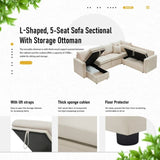 7 - Seater Sofa, Large U - Shaped Modular Sectional Sofa, Oversized Pull - Out Sleeper with Storage 93263958