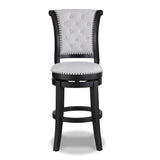 2pc Swivel Pub Stools Counter Height Chair Upholstered Seat Nailhead Trim Footrest Wooden Dining B011P262360