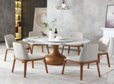 7pcs Modern Marble Dining Table, 59" Round Sintered Stone Table for Dining Room, Kitchen, Dinette, 46922618