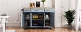 K&K 54inch Large Kitchen Island with Rubber Wood Drop Leaf, Embossed Texture Rolling Kitchen Cart on N707P195395G