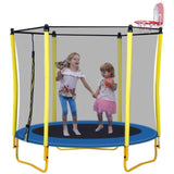 ZNTS 5.5FT Trampoline for Kids - 65" Outdoor & Indoor Mini Toddler Trampoline with Enclosure, Basketball 82509817