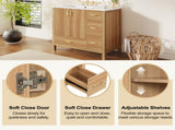 36" Wood Bathroom Vanity with Solid Wood Frame, 2 Soft Close Doors, 4Soft Close Drawers, Adjustable N729P321351N