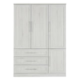 4 Door Wardrobe Armoire Closet with 3 Drawers, White 43584069