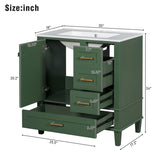 30" Bathroom Vanity in Green, Modern Bathroom Cabinet Sink Combo Set, Bathroom Storage Cabinet 29442189