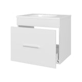 White 1-Drawer Floating Bathroom Vanity Set with Sink B062P355542