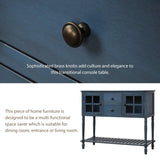 TREXM Sideboard Console Table with Bottom Shelf, Farmhouse Wood/Glass Buffet Storage Cabinet Living WF193444AAM