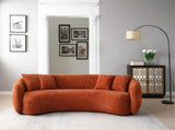 102'' 5-Seater Boucle Sofa Modern Sectional Half Moon Leisure Couch Curved Sofa Teddy Fleece Orange W87694859