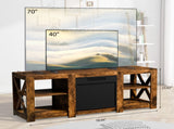 58 Inch Rot Wood Color Double-Sided Cross Fireplace Cabinet with 18 Inch Fireplace Core, 149 * 40 * 54900712