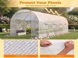 Walk-in Tunnel Greenhouse 1577 FT, Galvanized Steel Frame with 8 Mesh Windows & Roll-Up Zipper 24811007