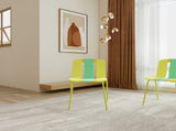 Summer - 4-Pack Modern Striped Color Block Chairs Indoor/Outdoor PP Plastic Seat & Sturdy Metal W3450P447384