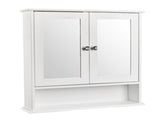 Double Door Mirror Indoor Bathroom Wall Mounted Cabinet Shelf White 19361616