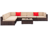 7pcs Brown Rattan Sofa Set 61947468
