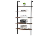 Industrial Wall Mounted Bookcase 5-Tier Open Ladder Shelf Bookshelf with Metal Frame, 23.6" L x 18960257