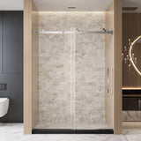 Frameless Single sliding shower door 56-60 "W x 76" H, 1/4 " Clear Tempered Glass, Explosion W1675P307004