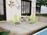 Summer - 4-Pack Modern Striped Color Block Chairs Indoor/Outdoor PP Plastic Seat & Sturdy Metal W3450P447384