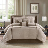 7 Piece Micro Corduroy Comforter Set Taupe Cal King B03596931