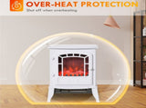 Electric Fireplace Freestanding Stove Heater with Realistic Flame 15.25"x9.5"x22.25" White 58758258