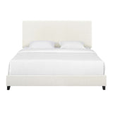 ZNTS Queen Size White Boucle Upholstered Platform Bed B108P160258