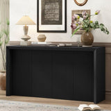 U_STYLE Acacia Wood Veneer Simple Entryway Table with Wavy Design,Suitable for Study,Entryway, N711P225790B