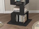 360&deg Rotating 6-Tier Black Bookshelf with Stable Anti-Tip Base, Tall Floor Standing Bookcase & W409P167479