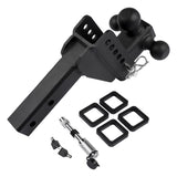 Adjustable Trailer Hitch 18,500 lbs 2" Receiver 6" Drop/Rise Tow Hitch Tri-Ball Trailer Kit Black 06953656