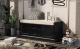 ZNTS TREXM Storage Bench with 2 Drawers and 2 Cabinets, Shoe Bench with Removable Cushion for Living WF288172AAB