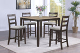 ZNTS Rustic Farmhouse Transitional 5-Pc Counter Height Dining Set Square Table Wood Top Bottom Display B011P186072