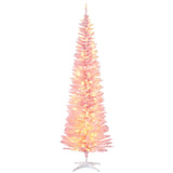 7' Tall Pre-Lit Slim Noble Fir Artificial Christmas Tree with 200 Warm White LED Lights and 499 42339847