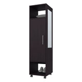 ZNTS Black 1-Door Wardrobe with Mirror and Open Storage B062P227645