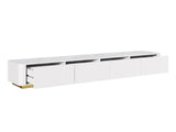 ON-TREND Luxury Fluted TV Stand for TVs Up to 85", Faux Marble Tabletop Media Console with 4 N721P298025K
