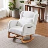 27.2"W Modern Accent High Backrest Living Room Lounge Arm Rocking Chair, Two Side Pocket W834P178233
