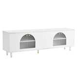 ON-TREND Contemporary TV Stand Adjustable Shelves for TVs Up to 78'', Stylish Media Console WF325998AAK