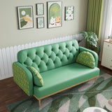 green Loveseat sofa with tulip pattern Modern Upholstered Two Seater PU Sofa with 2 dumpling-shaped W1767142165