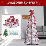 7 FT Fully Decorated Pre-lit Christmas Tree, Pop Up Artificial Xmas Tree with 170 Warm Lights and 98384148