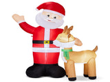6.3FT Lighted Christmas Inflatable Decoration, Inflatable Santa and Reindeer, Funny Blow Up Yard 12549040