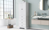 Storage Cabinet with 2 Doors and 4 Drawers for Bathroom, Office, Adjustable Shelf, MDF Board with WF302825AAK
