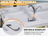42.5" Fish Cleaning Table with Dual Sink, Portable Folding Camping Table with Foldable Extension 38077895