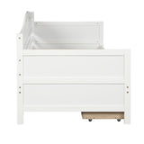 Twin Wooden Daybed with 2 drawers, Sofa Bed for Bedroom Living Room,No Box Spring Needed,White WF192860AAK