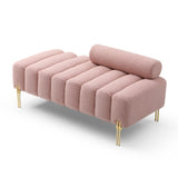 53.2" Width Modern End of Bed Sherpa Fabric Upholstered 2 Seater Sofa Couch Entryway Ottoman W111771366