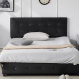 Upholstered Queen Platform Storage Bed Frame with 4 Drawers, Adjustable Headboard with Faux Leather 94234811