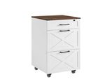 Rustic White Farmhouse 3-Drawer File Cabinet with Wheels Vertical Rolling Storage for Letter/A4, 09525698