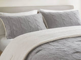 3 Pieces King/Cal King Cable Knit Chenille Comforter Set,Gray B035P381304