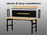 71''Adjustable Workbench with pegboard, Heavy Duty Wooden Desktop Workbench with Wheels, 1600 lb. W1162P384342