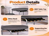 1 Table 2 Chairs Table Set, Oval Tabletop, MDF & Metal Frame, KD Assemble 59100001