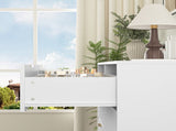 Modern 8 Drawers Dresser Chests for Bedroom,47.2" Wide Wood Chest of Drawers with Gold Metal W409P307536