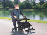 2-in-1 Rollator Walker & Wheelchair 6-Level Adjustable Handles, 1-Hand Folding, Storage 51449217